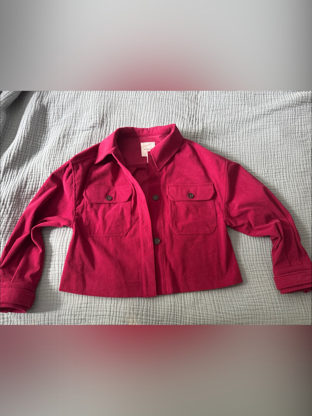 Avec Les Filles Hot Pink Corduroy Crop Jacket